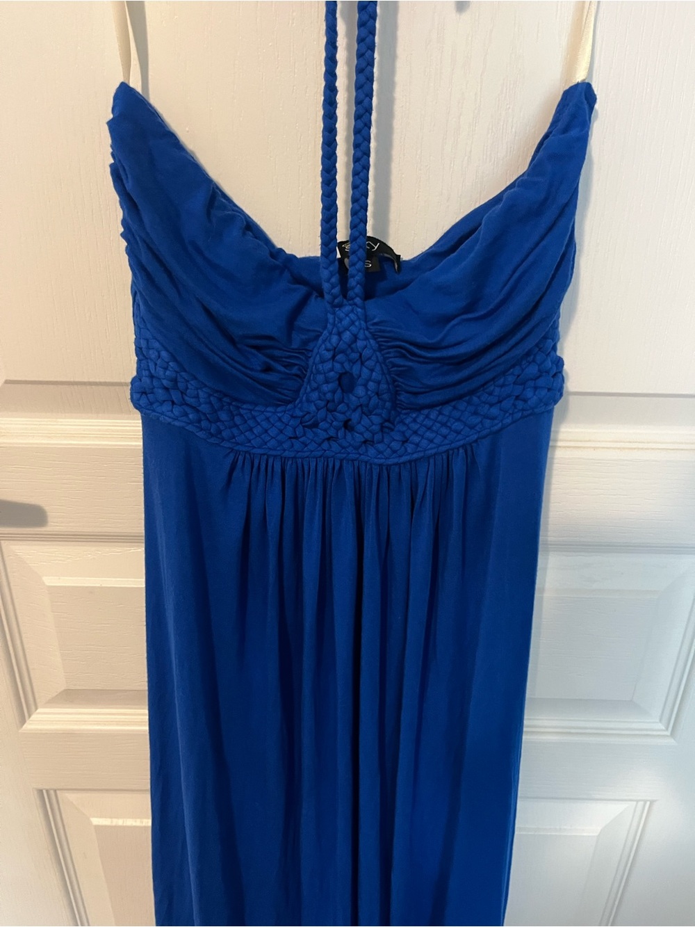 Sky Cobalt Blue braided tie maxi dress
